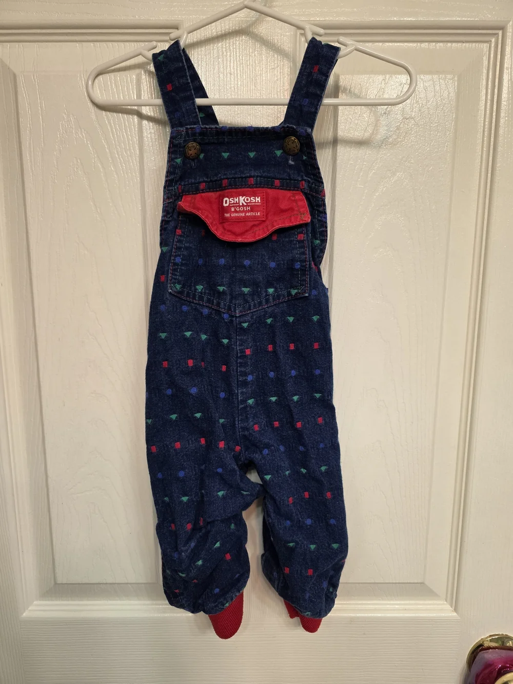 Vintage OshKosh B'gosh Navy Denim Overalls with Red Trim - Kids